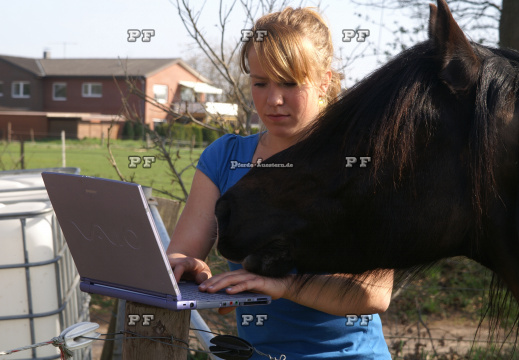 Pferd Laptop Mädchen Humor     (1)