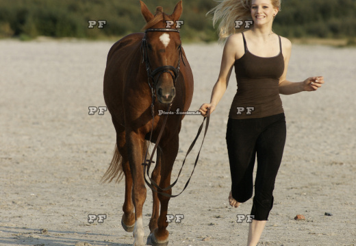 Frau Pferd Strand joggen Ausbildung 11 ++  (1)